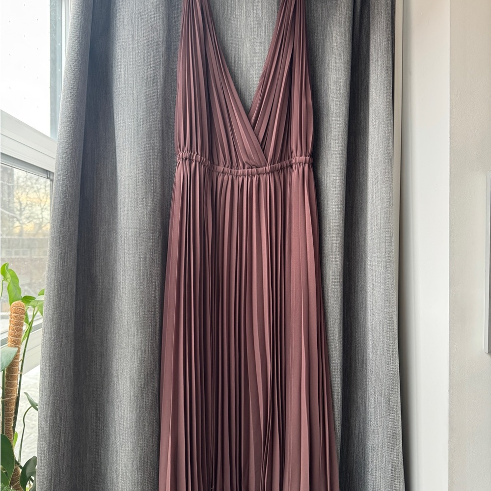 Wilfred Mauve Pleated Maxi Dress